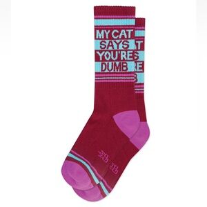 MY CAT SAYS YOU'RE DUMB Socks by Gumball Poodle Unisex Ribbed Gym Crew Socks NEW